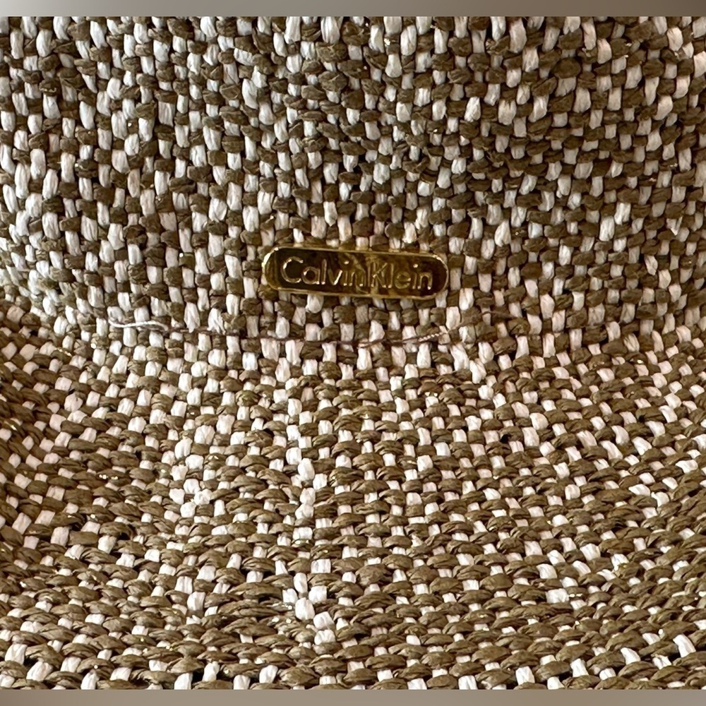 Calvin Klein Straw Sun Hat with Gold Highlights - EUC - Picture 7 of 9